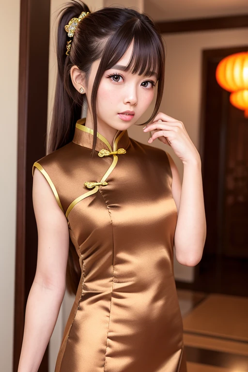 [Stable Diffusion] 긴 머리 포니테일 아름다운 소녀 명작 중국인 중국 드레스 드레스 [현실적]