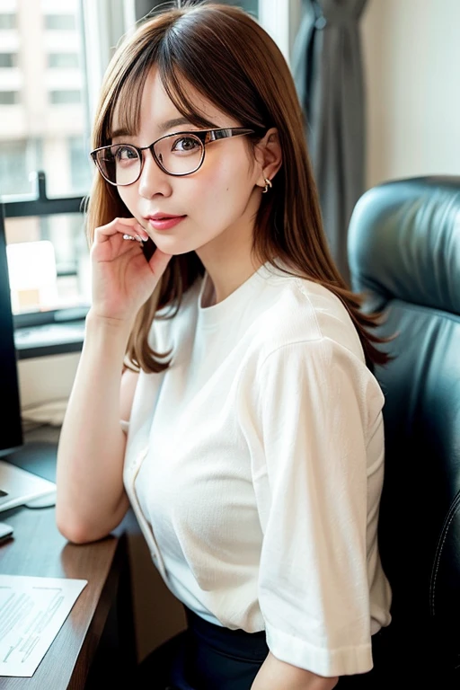 [Stable Diffusion] 안경 고품질 아름다운 여성 명작 사무실 비서 [현실적]