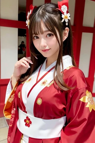 일본의, 아름다운 여성, 명작, 무녀