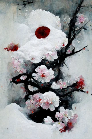 벚꽃, 일본의, 공포, 추상적인, 눈