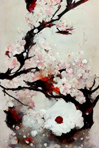 벚꽃, 일본의, 광기, 추상적인, 눈